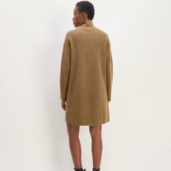 Everlane The Cozy Stretch Turtleneck Dress in Heathered Toasted Coconut - Picture 2 of 11